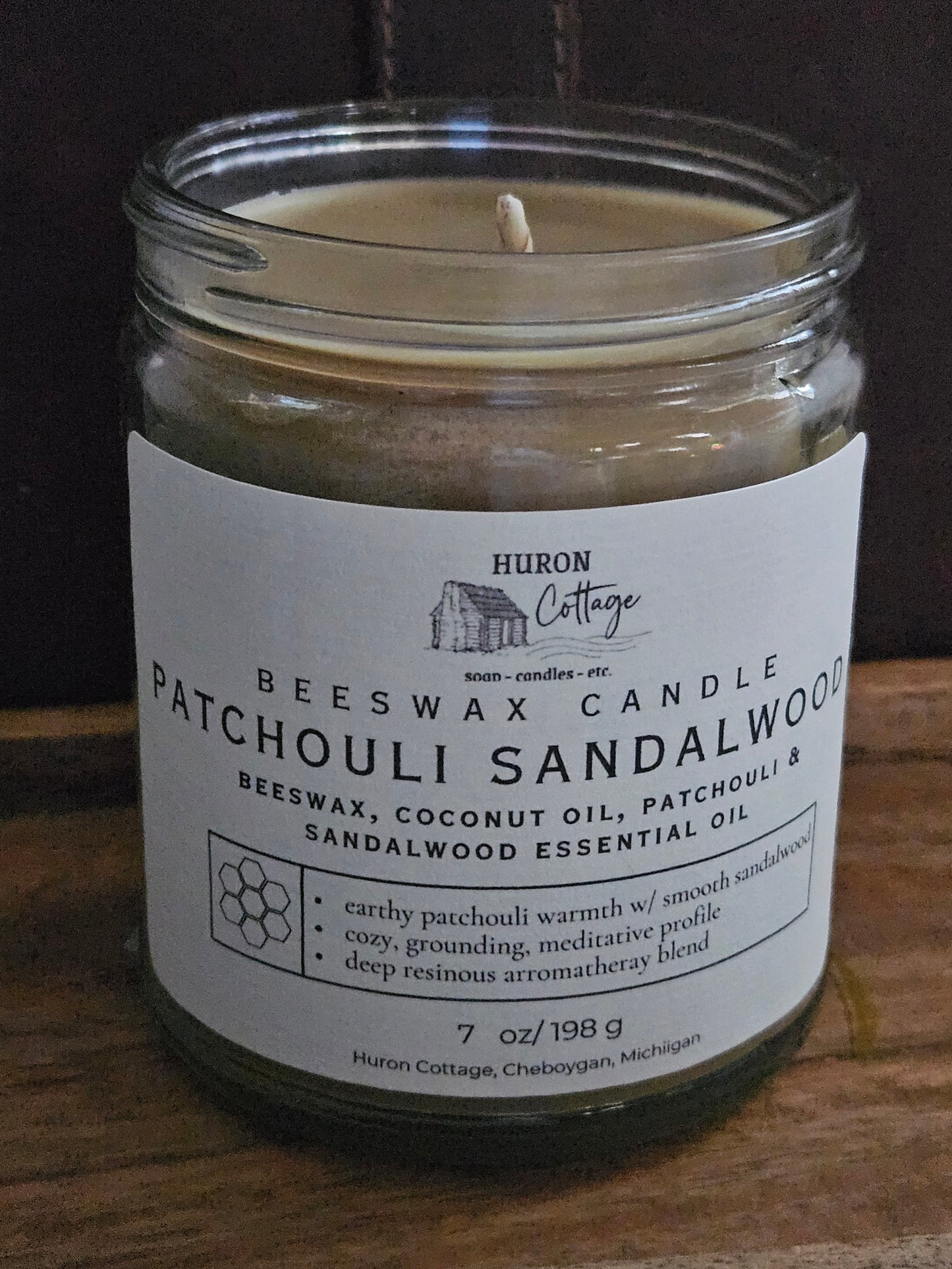 Patchouli & Sandalwood Beeswax Candle