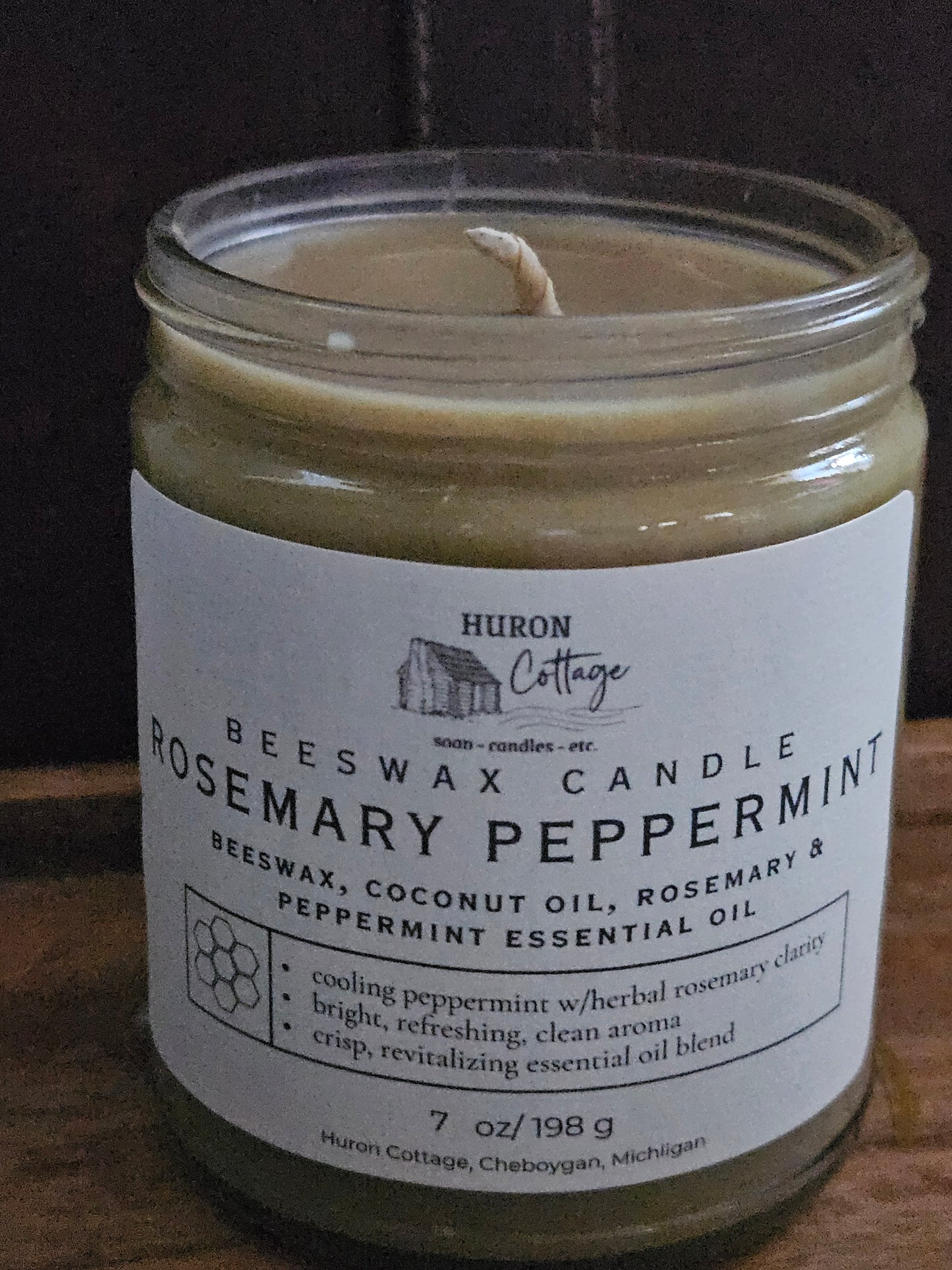 Rosemary Peppermint Beeswax Candle